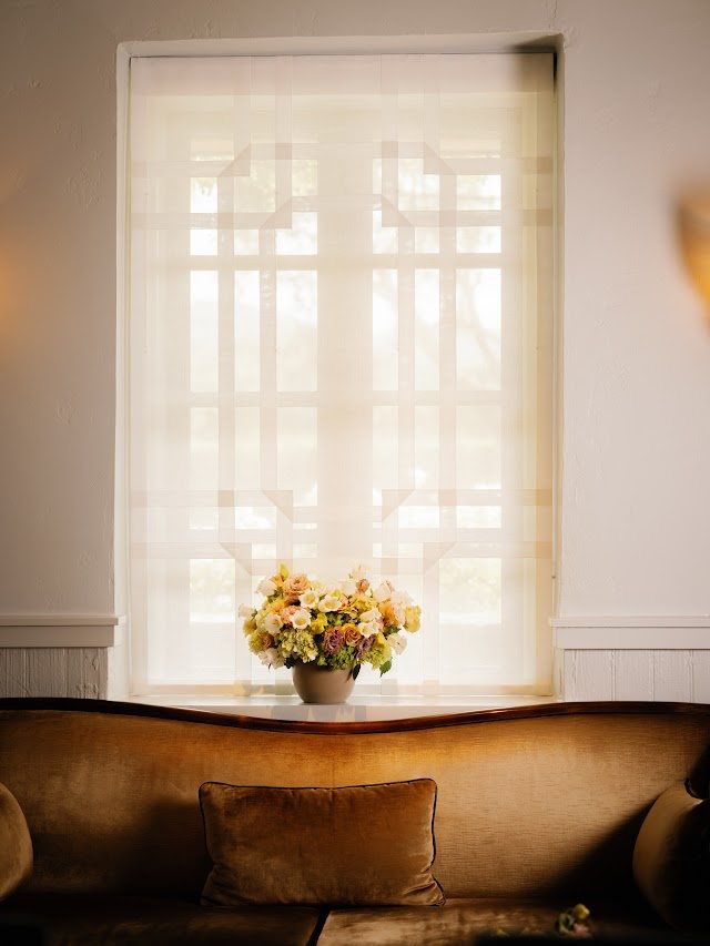 Afternoon light through a salon window