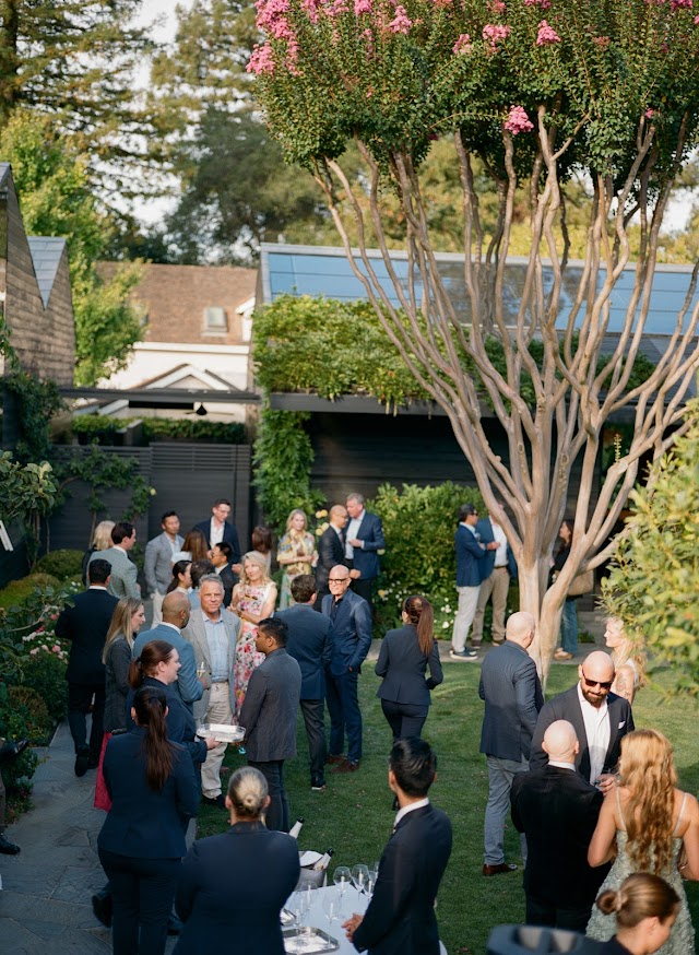 Guests filling the garden path